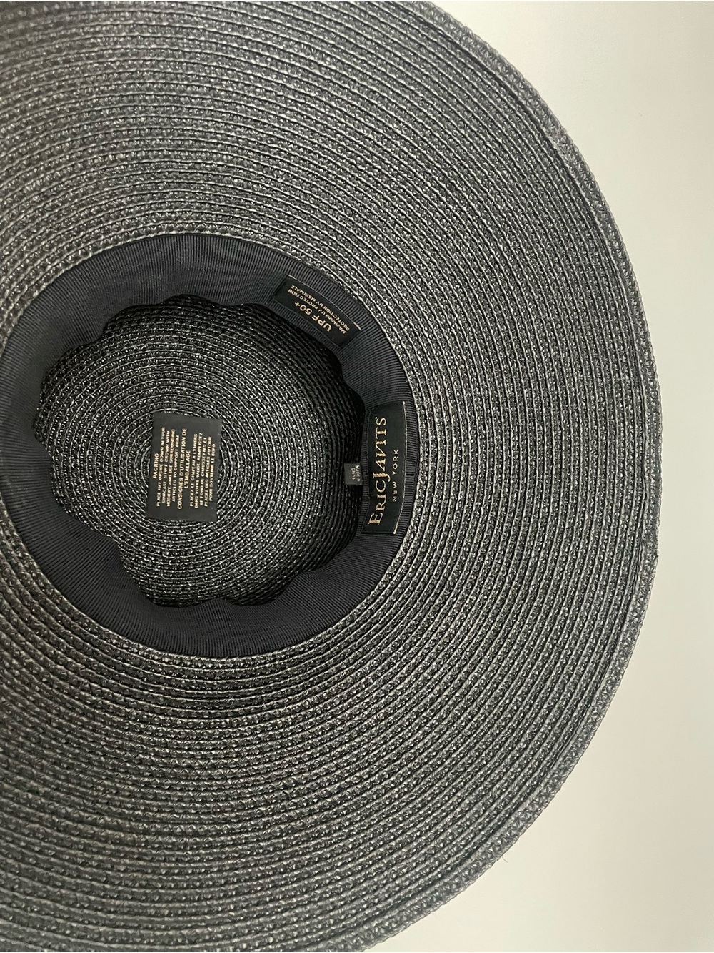 Hampton Straw Packable Black Wide-Brim Sun Hat by Eric Javits - Picture 10 of 10